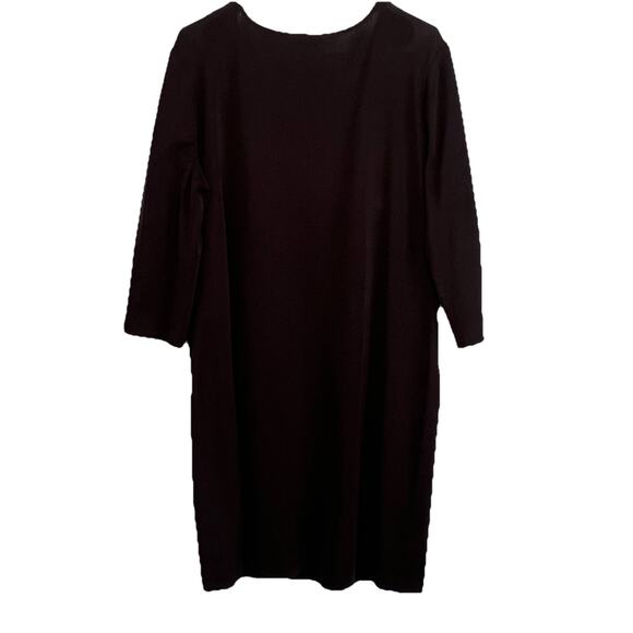 Misook V-Neck Brown Knit Midi Sheath Dress 3/4 Sleeve Petite XL Career Office V1 - Picture 2 of 4